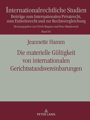 cover image of Die materielle Gueltigkeit von internationalen Gerichtsstandsvereinbarungen
